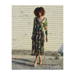 Vintage green floral print dress